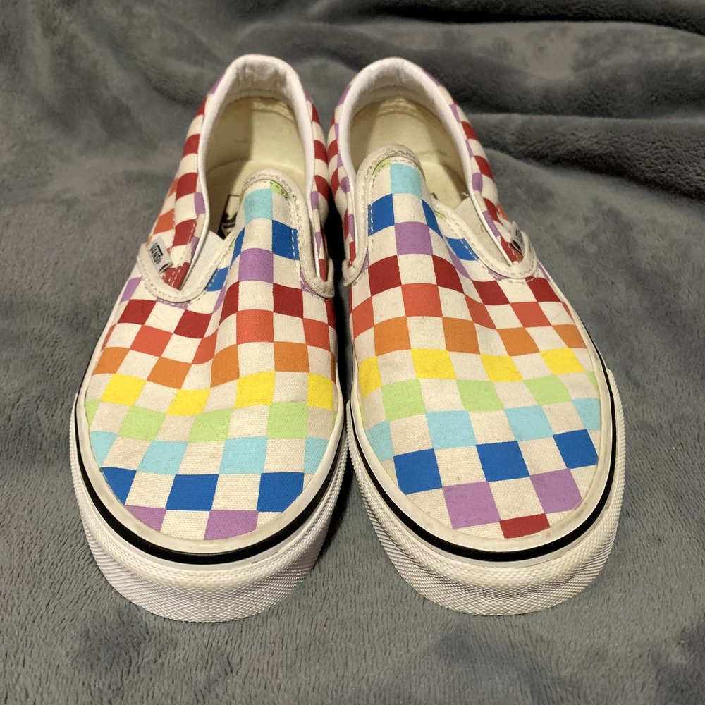 Vans Rainbow Slip-Ons Checkered Pattern Size M 5 … - image 2